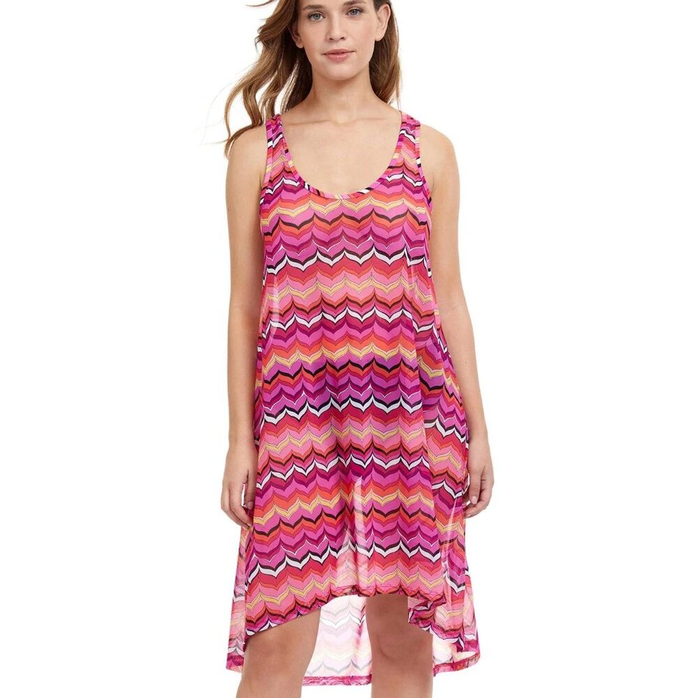 NWT PROFILE BY GOTTEX PALM SPRINGS HIGH LOW MESH BEACH DRESS COVER UP - Picture 3 of 7